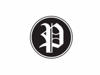 A gothic capital “P” in white stands on a black circle. The logo is centered on a white background.