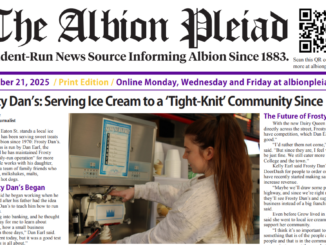The front page of a newspaper with large gothic font at the top reading "The Albion Pleiad."
