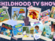 Photos of various media displayed on a dark blue journal background. On the top of the image is written, “CHILDHOOD TV SHOWS.”